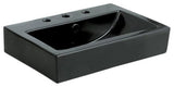 Clearwater Black China Vessel Bathroom Sink, Overflow Hole and 3 Faucet Holes