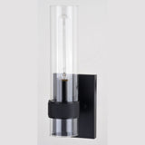 Bari 13"H Wall Sconce Light Fixture With Clear Glass, Matte Black
