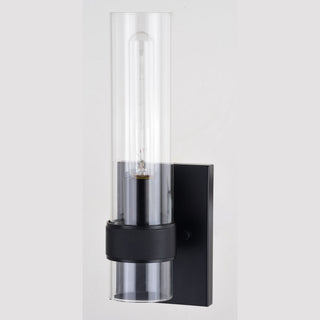 Bari 13"H Wall Sconce Light Fixture With Clear Glass, Matte Black