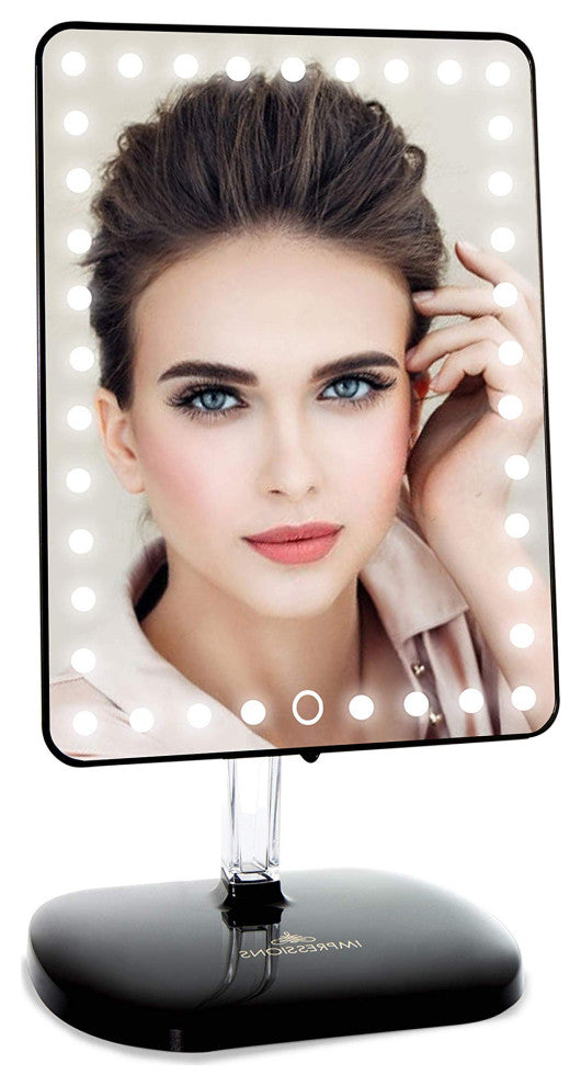 Touch Pro LED Makeup Mirror With Bluetooth Speaker and USB, Black