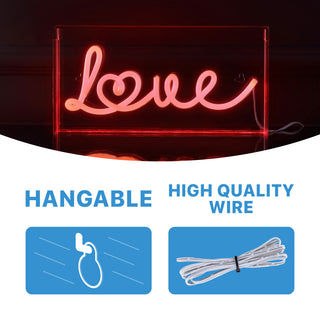 Love 11.88" X 5.88" Acrylic Box USB Operated LED Neon Light, Red