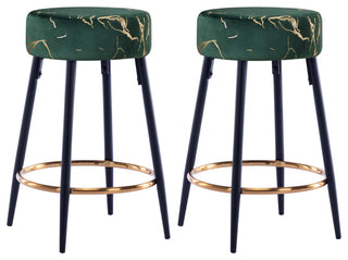 Minimalist Round Bar Stools, Darkgreen-Bronzing, 24 Inch