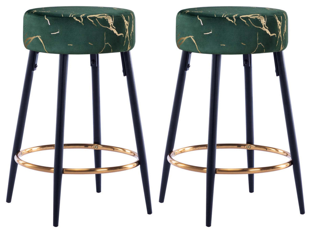 Minimalist Round Bar Stools, Darkgreen-Bronzing, 24 Inch