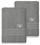 Denzi Bath Sheets With Monogrammed Letter, Set of 2, W