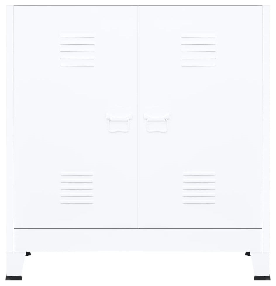 vidaXL File Cabinet Hall Entryway Sideboard Storage Chest Cabinet White Steel