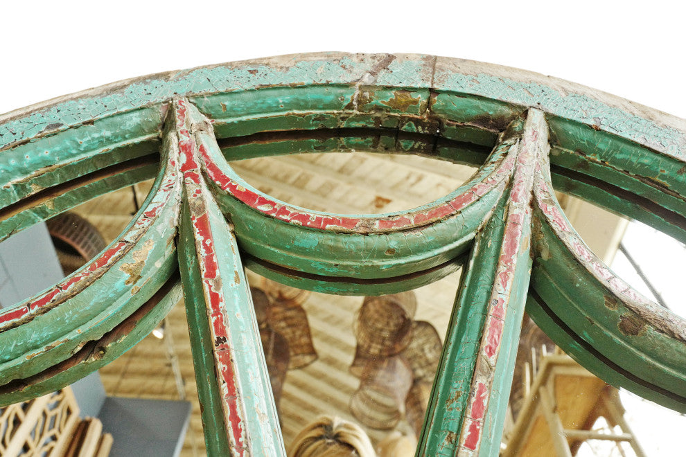 Consigned Antique Wood Painted Transom Mirror