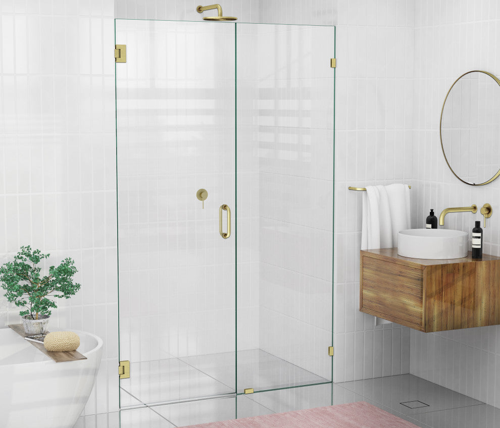 78"x54.75" Frameless Shower Door Wall Hinge, Satin Brass