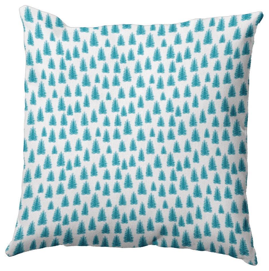 Christmas Trees Pattern Accent Pillow, Turquoise, 18"x18"