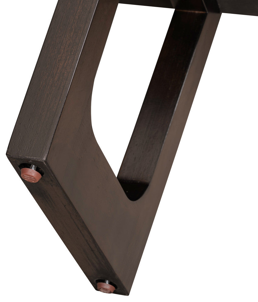 TATEUS Narrow Console Table with Marble-Effect Top for Entryway and Living Room, Espresso