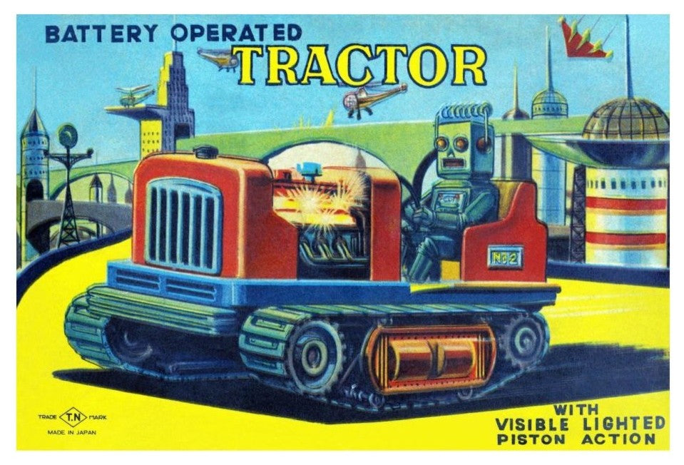 "Battery Operated Tractor" Digital Paper Print by Retrotrans, 24"x17"