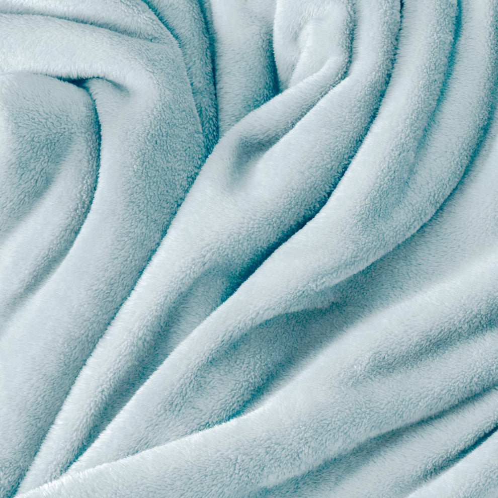 Bare Home Microplush Fleece Blanket, Light Blue, Twin/Twin Xl