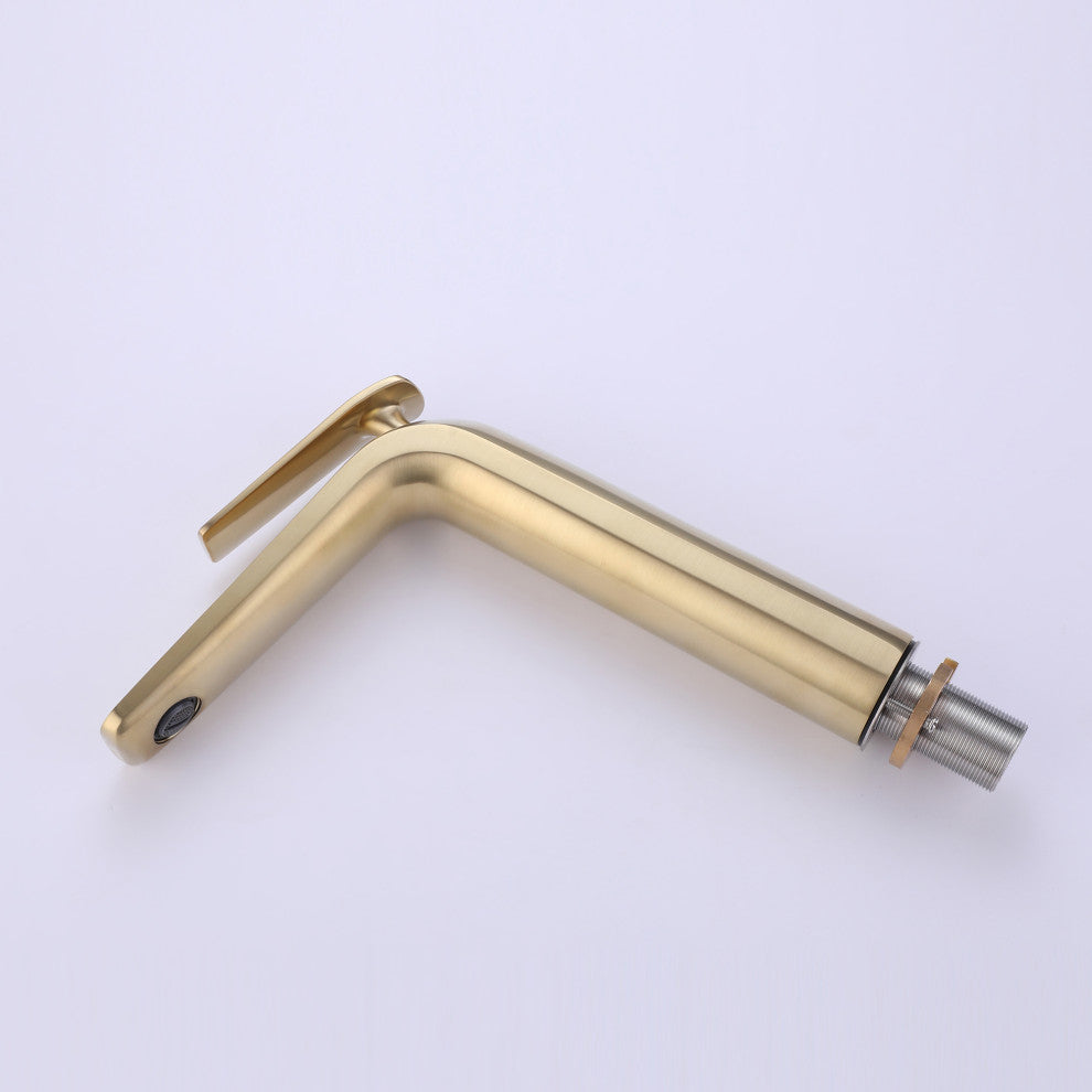 Deck Mounted Single Hole Bathroom Faucet, Brushed Gold