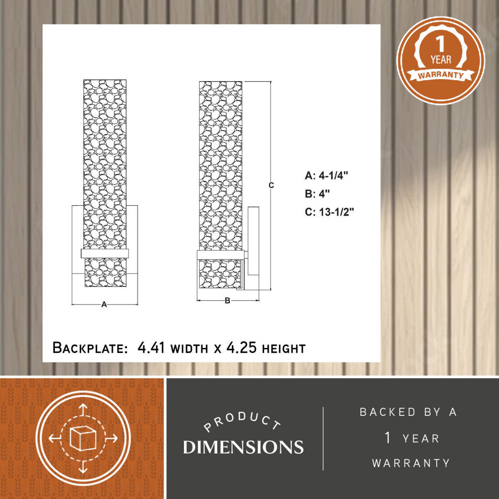 Vilo 1-Light Wall Light, Golden Brass