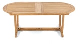 13-Piece Outdoor Teak Dining: 117" Masc Oval Table, 12 Celo Stacking Arm Chairs