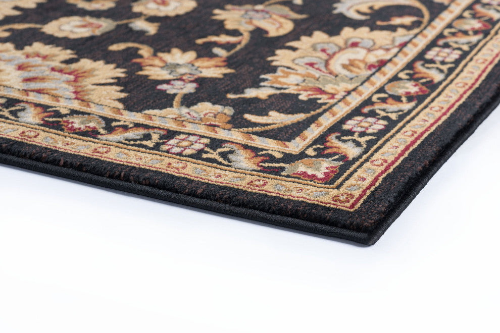 Charlotte Traditional Oriental Black Rectangle Area Rug, 9'x12'