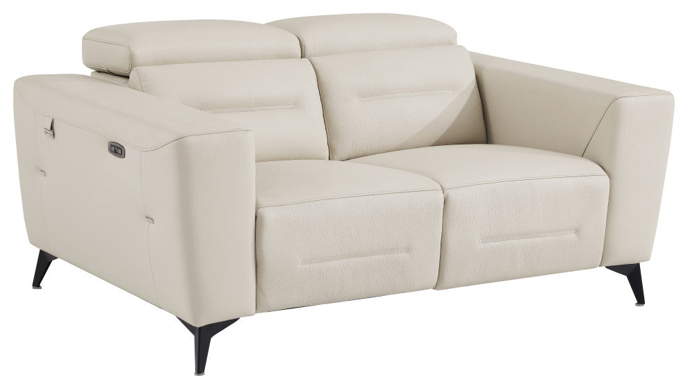 Arezzo Genuine Italian Leather Modern Sofa and Loveseat, Beige