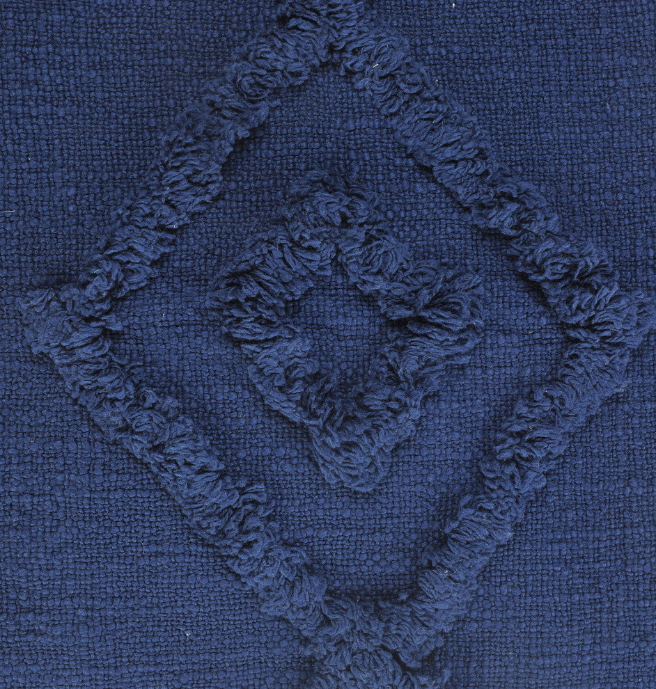 Solid Decorative Diamond and Bordered Cotton Throw Pillow