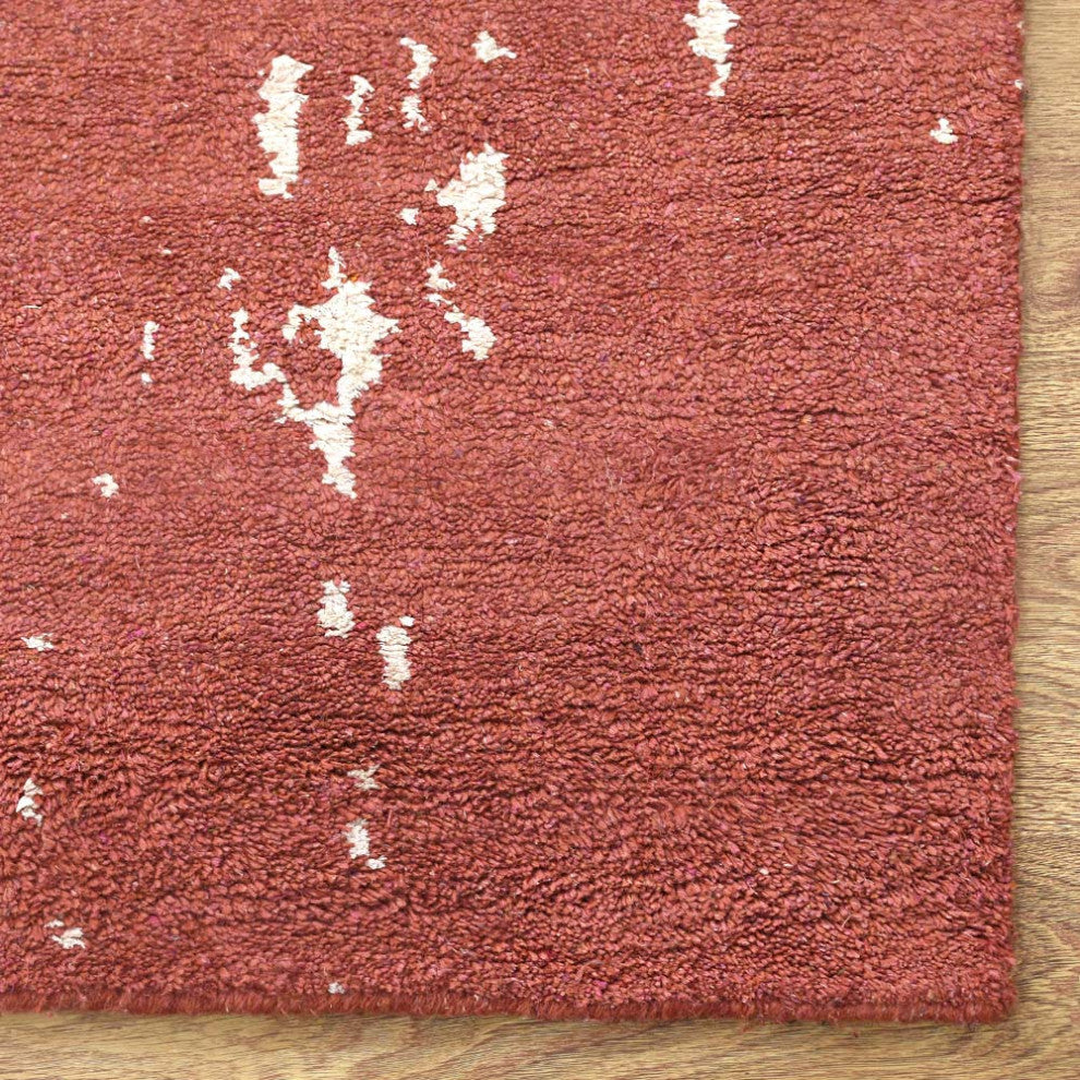 Hand Knotted Silk Area Rug Geometric Red White