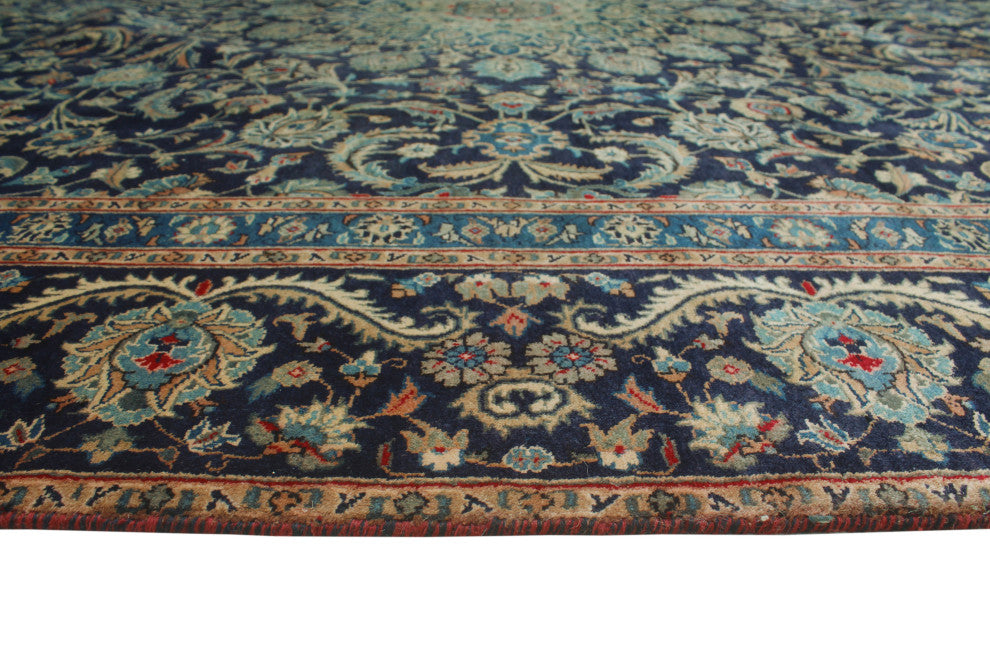 Fine Vintage Distressed Fem Navy Rug