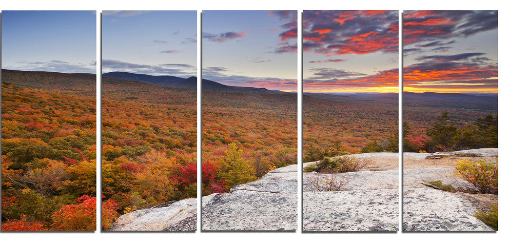 Endless Forests in Fall Foliage, Landscape Canvas Art Print, 60"x28", 5 Panels