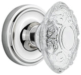 Classic Rosette Interior Mortise Crystal Victorian Knob, Bright Chrome, 2.25"