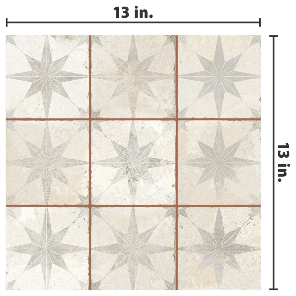 Harmonia Kings Star White Ceramic Floor and Wall Tile Sample