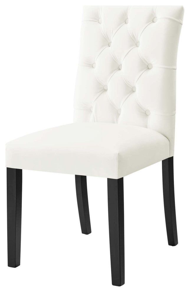 Side Dining Chair, Set of 2, White, Velvet, Modern, Cafe Bistro Hospitality