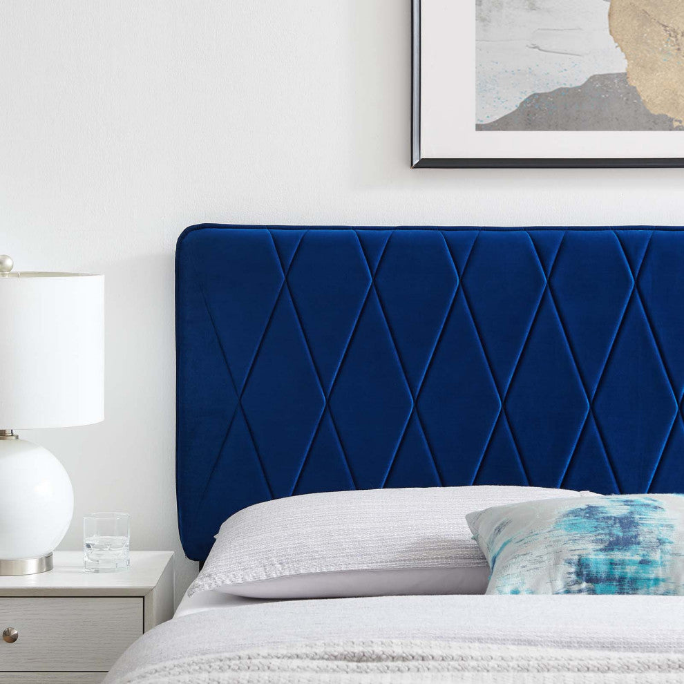 Headboard, Twin Size, Velvet, Blue Navy, Modern Contemporary, Bedroom Master