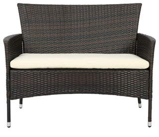 GDF Studio 4-Piece Olivera Outdoor Multi-Brown Wicker Chat With Cushions Set