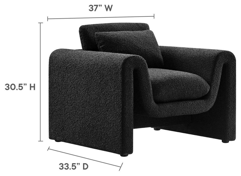 Waverly Boucle Upholstered Armchair - Black