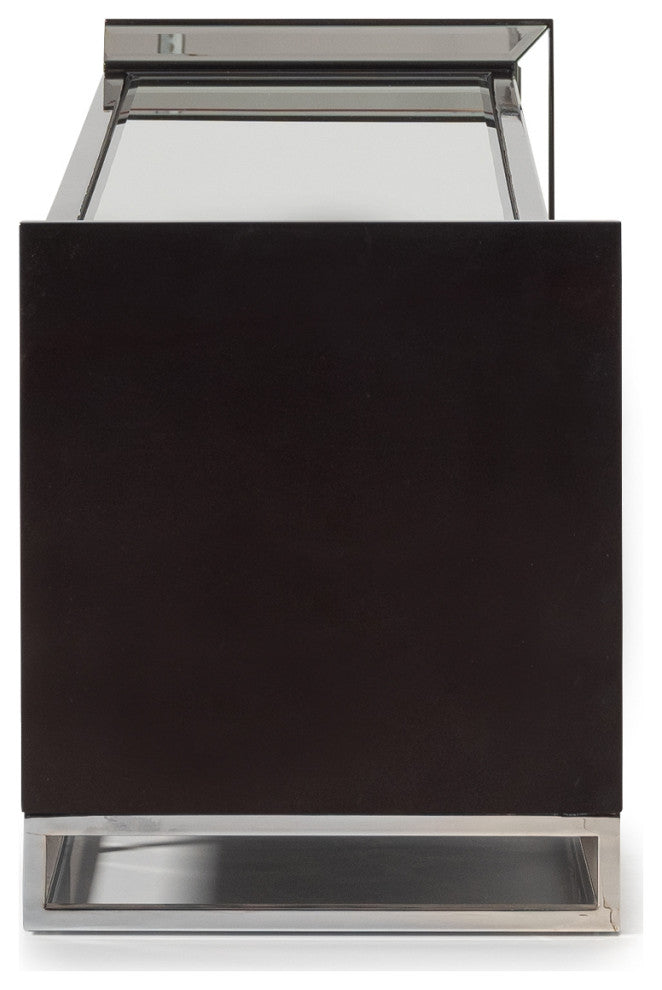 Carmela Media Cabinet Glossy Charcoal Sand