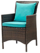 Side Dining Chair and Table Set, Rattan, Wicker, Brown Blue, Modern, Outdoor