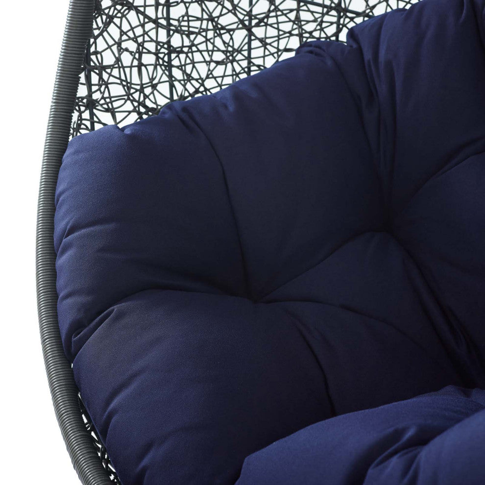 Swing Lounge Chair, Sunbrella, Gray Blue Navy, Modern, Outdoor Patio Cafe
