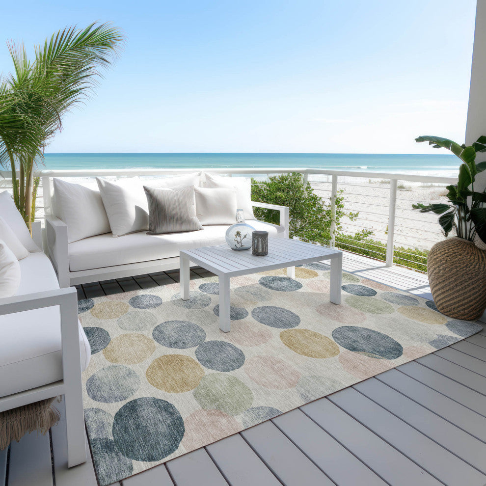 Machine Washable Indoor/Outdoor Chantille ACN1898 Beige 5' x 7'6" Rug