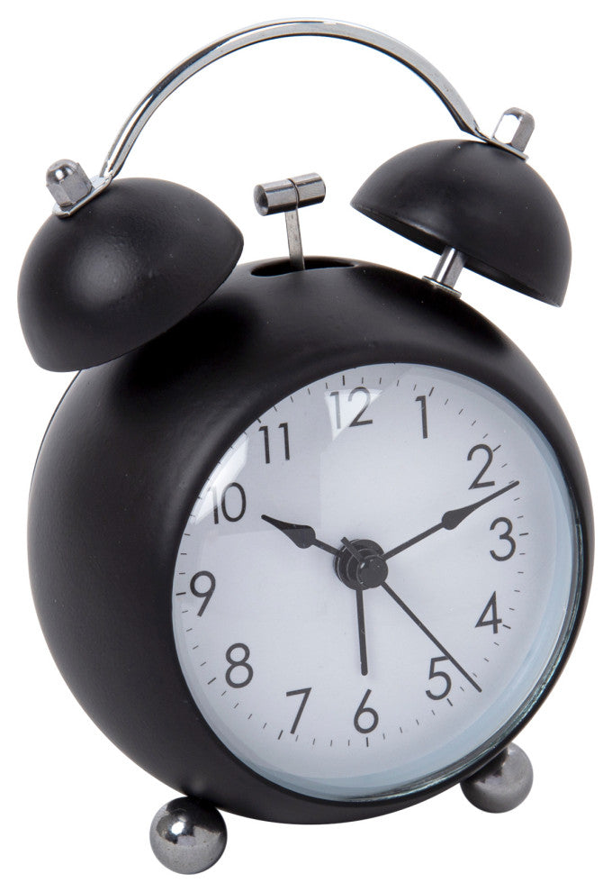 Classic Round Bell Alarm Clock, 3.5"x5.25", Black