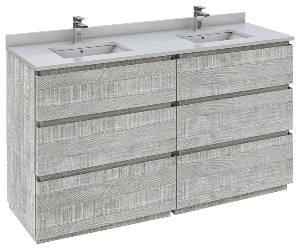 Fresca Formosa Floor Standing Bathroom Cabinet, Sage Gray, 58", Cabinet Only