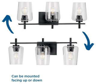 3-Light Clear Glass New Traditional Bath Vanity Light, Matte Black