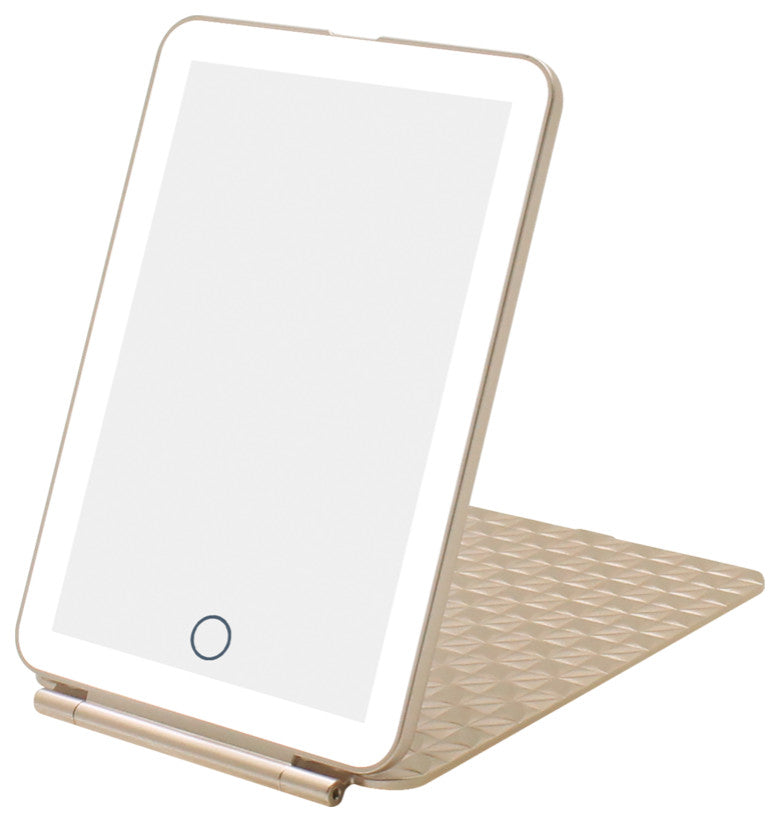 Fleur Touch Pad Mini Tri Tone Led Makeup Mirror, Champagne Gold
