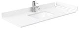 Amici 48" White Single Vanity, White Cultured Marble Top, Satin Bronze Trim