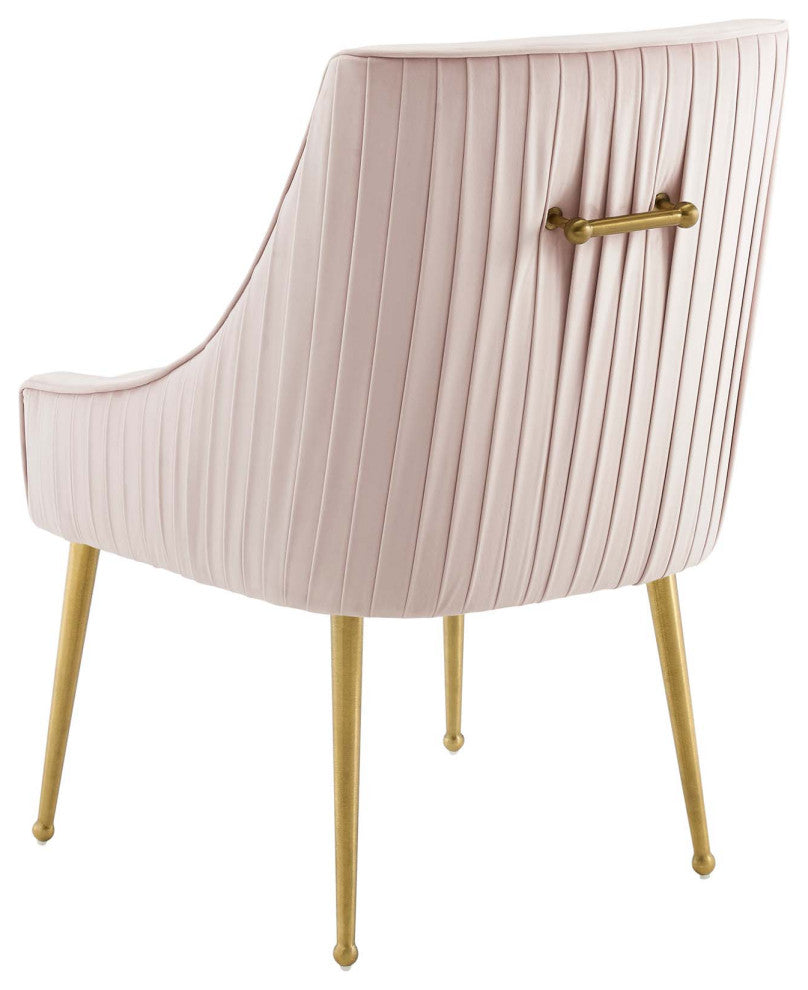 Side Dining Chair, Set of 2, Velvet, Metal, Pink, Modern, Cafe Bistro Restaurant