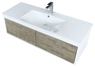 Scopi 48 Rustic Acacia Vanity, Acrylic Top With Sink, Gun Metal Faucet Set