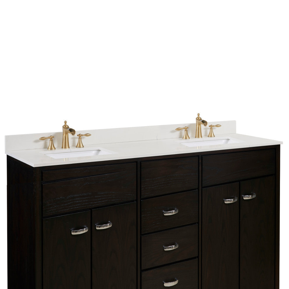 Belluno Engineered Stone Vanity Top, Milano White With White Sink, 73"