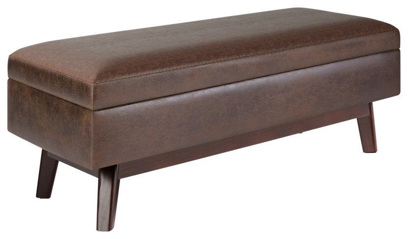 Owen Rectangular Storage Ottoman, Distressed Chestnut Brown