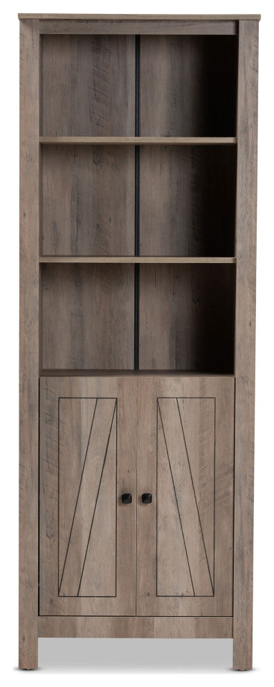 Derek Modern Transitional Natural Oak Finished Wood 2-Door Bookcase