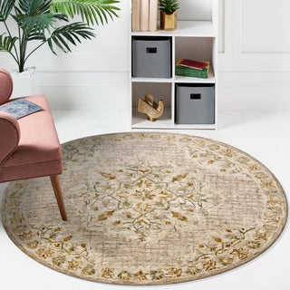 Traditional Cottage Medallion Round Rug, 4' Round