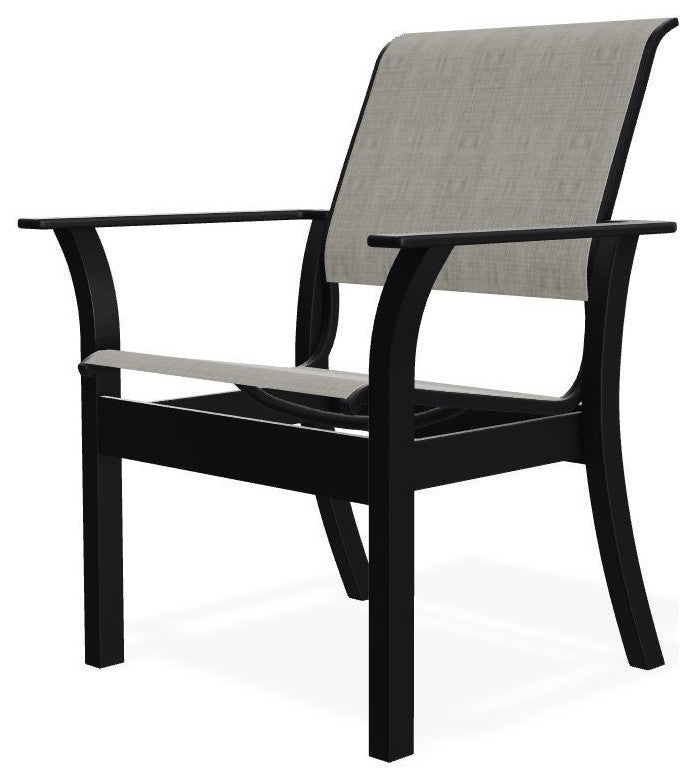 Leeward Sling Stackable Outdoor Dining Chair, Smoke/Black