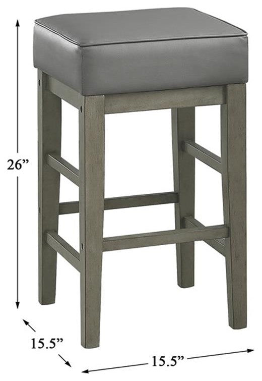 Lexicon Pittsville 26" Faux Leather Counter Stool in Antique Gray (Set of 2)