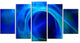 Circled Blue Psychedelic Texture, Contemporary Art on Canvas, 60"x32", 5 Panels