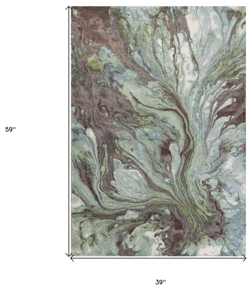 3' X 5' Blue Abstract Area Rug