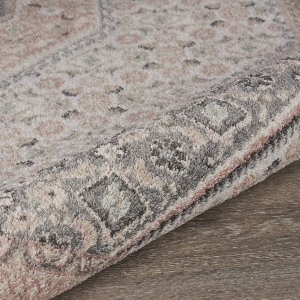 8" x 10" Gray and Blush Traditional Area Rug